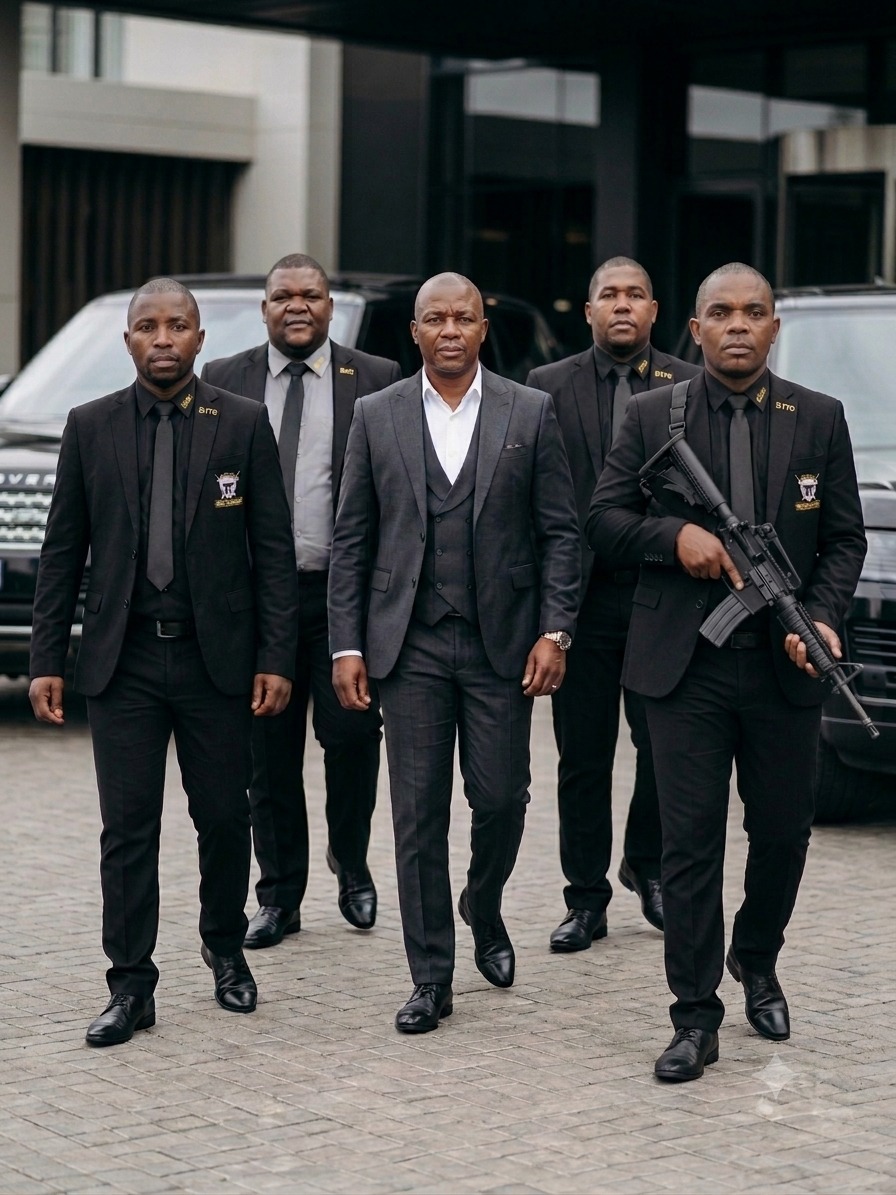 VIP close protection team walking a principal